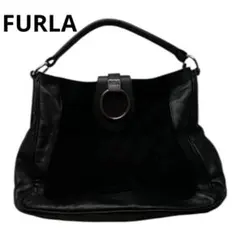 A4収納可 フルラFURLA ショルダーバッグ スエード×レザー 本革 肩掛け
