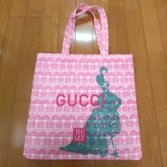 新品ノベルティグッチNY美術館限定　トートエコバッグ　ピンク　おまけ付きのサムネイル