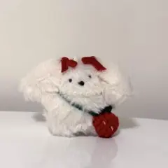 白い犬 ぬいぐるみ キーホルダー いちご 韓国 雑貨
