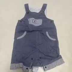 ネイビー デニム風オーバーオール