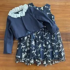 一度の着用のみ　ネイビー刺繍フォーマルドレス＋ジャケット