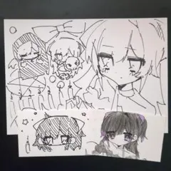 手描きイラスト　萌え絵　創作　女の子　アナログ　オリジナル　原画　カード