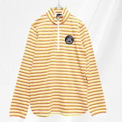 美品パーリーゲイツ ゴルフウェア スタンドカラーハーフジップボーダー0