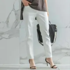 新品 BAYFLOW DENIM ハイウエストテーパード 25 白ホワイトパンツ