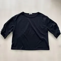 アースミュージック＆エコロジー　黒 五分袖 カットソー