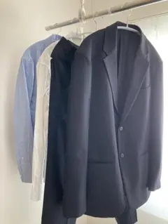 試着のみ　4セット　ユニクロ感動ジャケットパンツ　ネイビーセットアップ　シャツ付