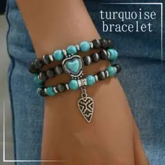 ターコイズ ブレスレット 3点セット 3連 ナバホ インディアンジュエリー