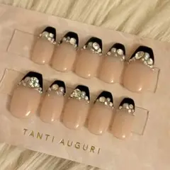 ♥㊽フレンチ ビジュー ジェル ネイルチップ♥【オーダーページ】