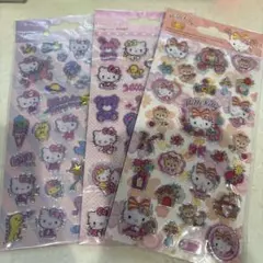 ハローキティ ドロップジュエリー風　シール 3枚セット　ぷっくり　硬いシール