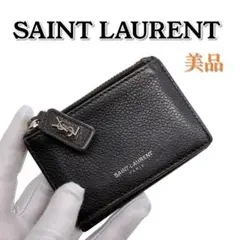 【美品】 サンローラン 607925 コンパクトウォレット 三つ折り財布 黒のサムネイル
