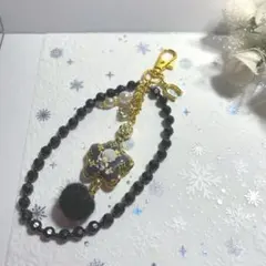ラストセール‼️ブラックビーズキーホルダー キャラクター星型チャーム