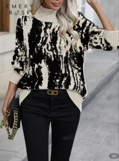 バイカラーデザインニット