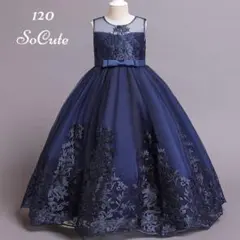 ネイビー120 ドレス　発表会　結婚式　フォーマル　誕生日パーティー　子供