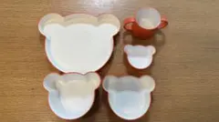 クマ型オレンジ子ども用食器セット