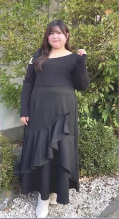 3L 黒　イレヘムスカート　アベイル×れいぼんコラボ