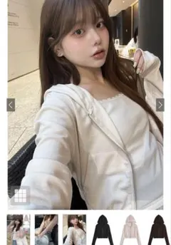 グレイルGRL UVカットサムホール付きショート丈パーカーtu2120のサムネイル
