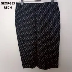 【GEORGES RECH】タイトスカート(38) グリーン 幾何学 総柄 美品