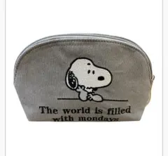 【PEANUTS】スヌーピー コーデュロイ ポーチ グレー