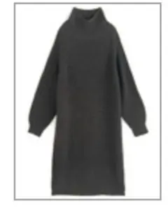 新品同様 ハイネック ニットワンピース　チャコール