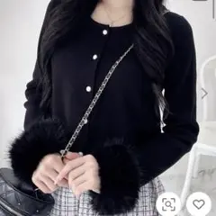 INGNI 袖口エコファーニットカーディガン ブラック M