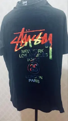 Stussy ステューシー ワールドツアー レインボー XXL ブラックTシャツ