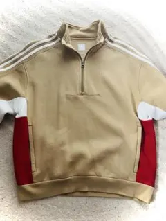 adidas ハーフジップ スウェット ベージュ Mサイズのサムネイル