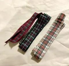 木馬 タータンチェック リボン 3本セット ハンドメイド 手芸