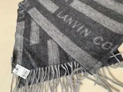 LANVIN カシミヤウール グレー ストライプ マフラー