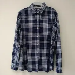 THE NORTH FACE チェック フランネルシャツ 長袖 ネイビー白 L