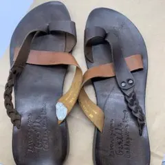 本革 レザーサンダル Lavorazione Gentile XXL ブラウン