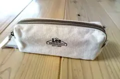 Lee ダブルジップキャンバスポーチ オフホワイト ペンケース