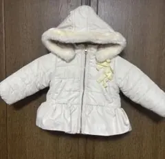 petit main ベロアリボンフリルダウンジャケット 80cm