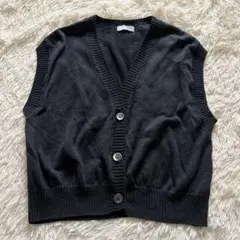 近年✨23ss MHL. リネン コットン シルク　ニットベスト　Vネック 紺のサムネイル