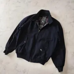 希少 90s バーバリー ラムウールハリントンジャケット M G9 ネイビー