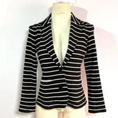 Demi-Luxe BEAMS ボーダージャケット 36 S 黒白 ストレッチ