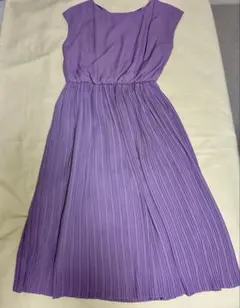 NATURAL BEAUTY パープル ノースリーブ プリーツワンピース S