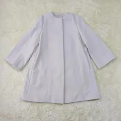 【上品】UNITED ARROWS ノーカラーコート ライトグレー シンプル