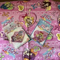 アイカツ！生地巾約108×1m＋アイロン接着ワッペン2個セット【未使用品】レア