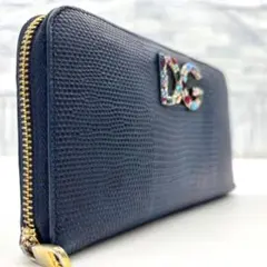 極希少　美品　D&G クリスタル　スタッズ　シボ革　ラウンドファスナーのサムネイル