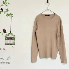 Rag out/ 長袖リブニット クルーネック レーヨン混 ベージュ M