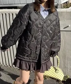 フリルレイヤードキルティングライナージャケット　 CIAOPANIC ブラック