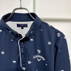 【大人気】キャロウェイ ゴルフウェア 長袖ポロシャツ メンズ 動物柄