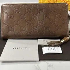 超良品‼️ グッチ　GUCCI 財布　長財布　シマレザー　ラウンドファスナー