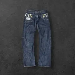 00s Archive ストレートデニム ダブルパンツ ハンドクラフト Lのサムネイル