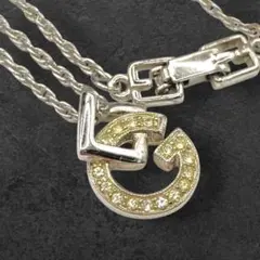 ヴィンテージ ジバンシィGロゴ ラインストーン シルバーネックレス 407