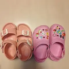 ピンクの装飾付きサンダル 17.0センチ2足セット