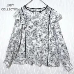 JUDY 花柄フリルブラウス モノトーン 38 フレア袖 上品のサムネイル