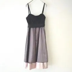 キャミワンピ レース ガーリー ドレス パーティー 黒ピンク 9AR 結婚式