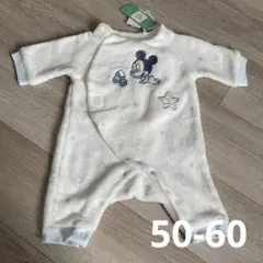新品タグ付き ディズニー ミッキー ロンパース フリース 50-60 新生児