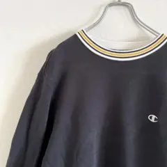 used Championブラックスウェット 刺繍ロゴ イエロー 秋服 古着